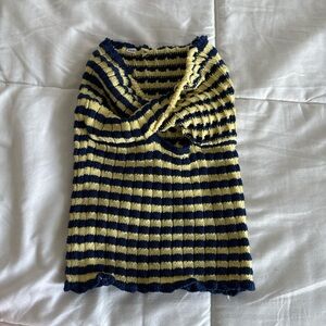 SHEIN Navy and Yellow Striped Knit Tank Top